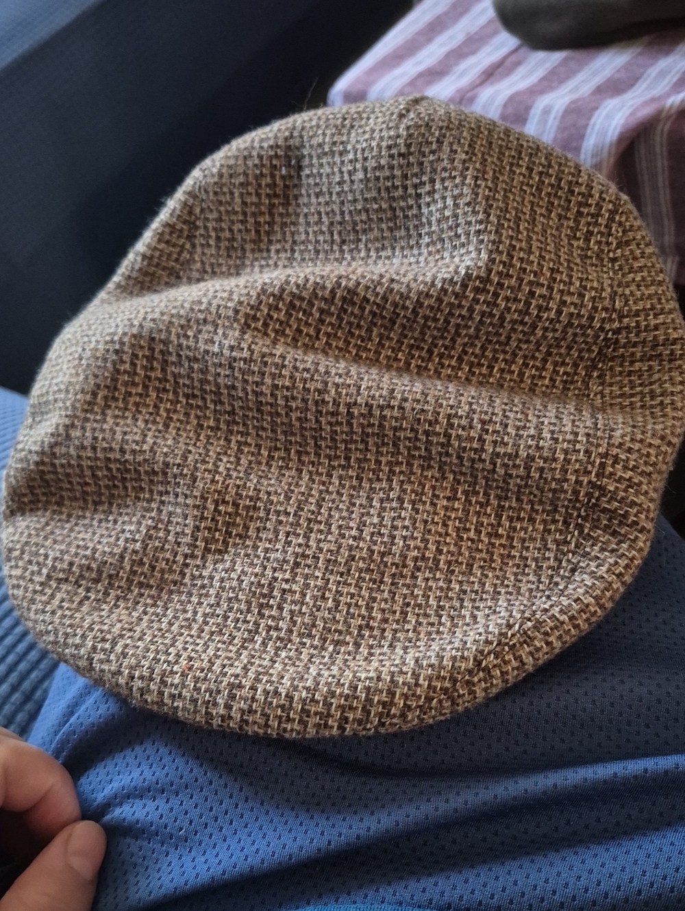 totes Brown Herringbone Flat Cap Small